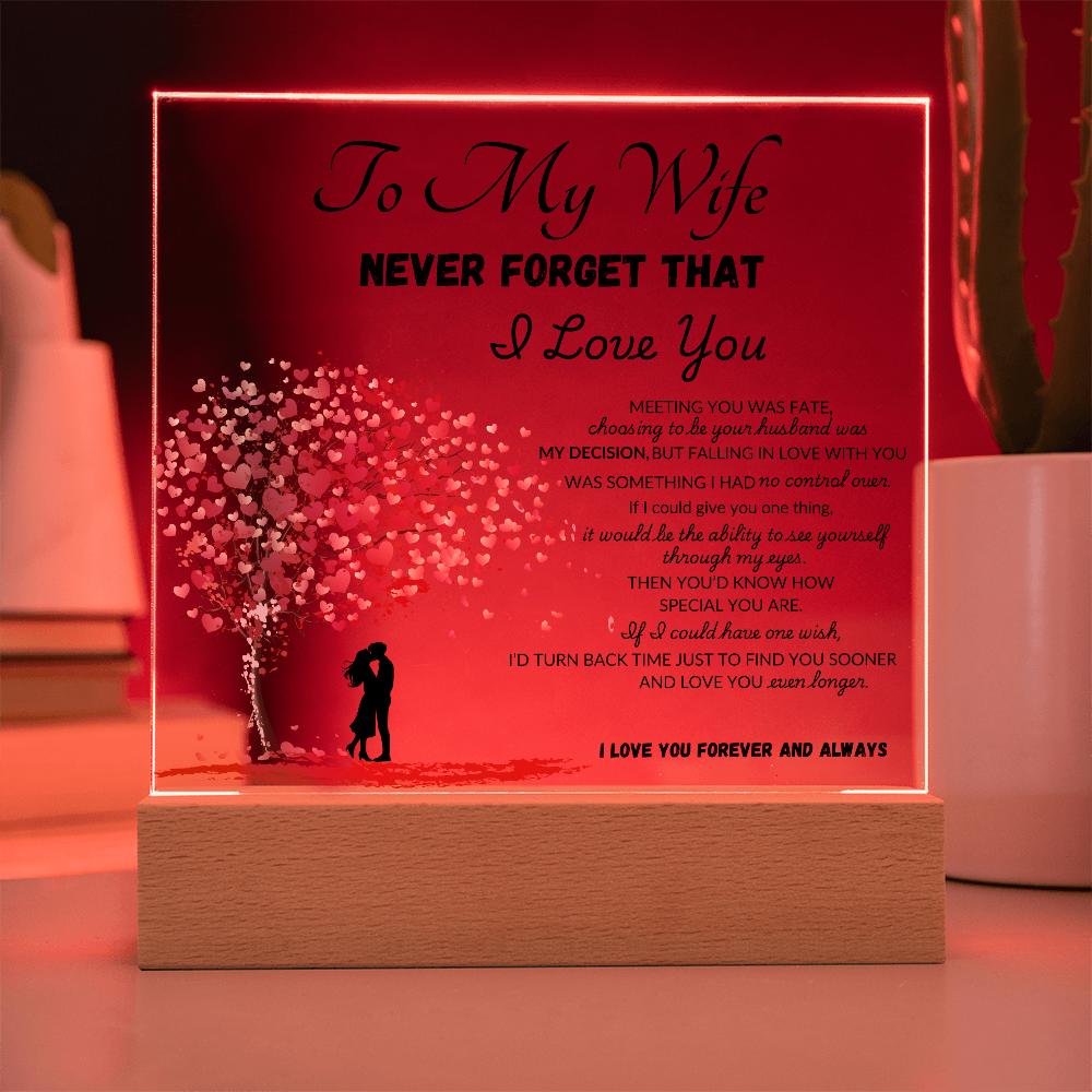 To My Wife Printed Acrylic Square Plaque